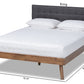 Baxton Studio Devan Mid-Century Modern Dark Grey Fabric Upholstered Walnut Brown Finished Wood King Size Platform Bed | Beds | Modishstore - 6