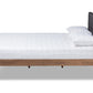 Baxton Studio Devan Mid-Century Modern Dark Grey Fabric Upholstered Walnut Brown Finished Wood King Size Platform Bed | Beds | Modishstore - 3