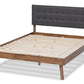 Baxton Studio Devan Mid-Century Modern Dark Grey Fabric Upholstered Walnut Brown Finished Wood King Size Platform Bed | Beds | Modishstore - 7
