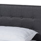 Baxton Studio Devan Mid-Century Modern Dark Grey Fabric Upholstered Walnut Brown Finished Wood Queen Size Platform Bed | Beds | Modishstore - 5