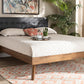 Baxton Studio Devan Mid-Century Modern Dark Grey Fabric Upholstered Walnut Brown Finished Wood King Size Platform Bed | Beds | Modishstore - 2