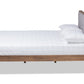 Baxton Studio Alke Mid-Century Modern Light Grey Fabric Upholstered Walnut Brown Finished Wood Queen Size Platform Bed | Beds | Modishstore - 4
