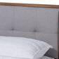 Baxton Studio Alke Mid-Century Modern Light Grey Fabric Upholstered Walnut Brown Finished Wood Queen Size Platform Bed | Beds | Modishstore - 6