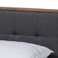 Baxton Studio Alke Mid-Century Modern Dark Grey Fabric Upholstered Walnut Brown Finished Wood Full Size Platform Bed | Beds | Modishstore - 5