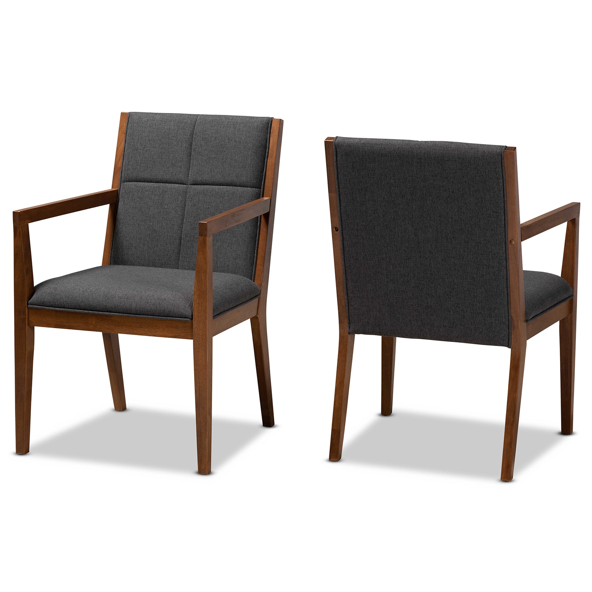 Baxton Studio Theresa Dark Grey and Walnut Effect 2-Piece Chair Set | Armchairs | Modishstore