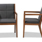Baxton Studio Theresa Dark Grey and Walnut Effect 2-Piece Chair Set | Armchairs | Modishstore - 4
