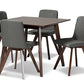 baxton studio pernille modern transitional grey fabric upholstered walnut finished wood 5 piece dining set | Modish Furniture Store-2