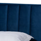 Baxton Studio Clare Glam and Luxe Navy Blue Velvet Fabric Upholstered King Size Panel Bed with Channel Tufted Headboard | Beds | Modishstore - 5