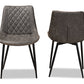 Baxton Studio Loire Modern and Contemporary Grey and Brown Faux Leather Upholstered Black Finished 2-Piece Dining Chair Set | Modishstore | Dining Chairs - 2