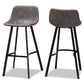 baxton studio tani rustic industrial grey and brown faux leather upholstered black finished 2 piece metal bar stool set | Modish Furniture Store-2