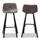 baxton studio tani rustic industrial grey and brown faux leather upholstered black finished 2 piece metal bar stool set | Modish Furniture Store-3