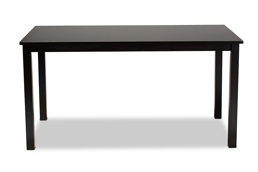 baxton studio eveline modern and contemporary espresso brown finished rectangular wood dining table | Modish Furniture Store-3