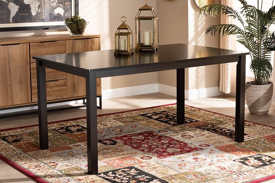 Baxton Studio Eveline Modern and Contemporary Espresso Brown Finished Rectangular Wood Dining Table | Modishstore | Dining Tables