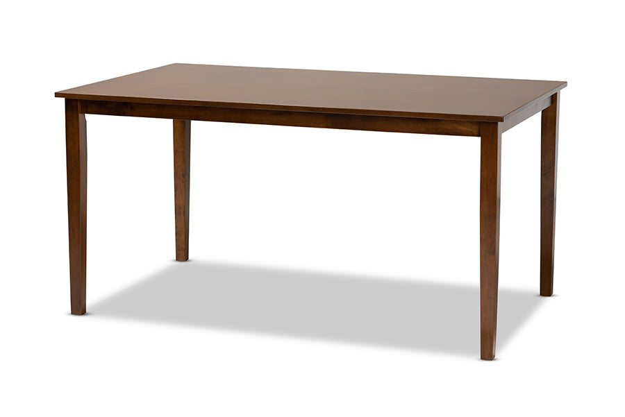 baxton studio eveline modern and contemporary walnut brown finished rectangular wood dining table | Modish Furniture Store-2