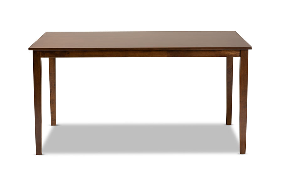 baxton studio eveline modern and contemporary walnut brown finished rectangular wood dining table | Modish Furniture Store-3