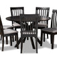 baxton studio lore modern and contemporary grey fabric upholstered and dark brown finished wood 7 piece dining set | Modish Furniture Store-2