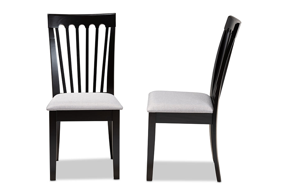 Baxton Studio Minette Modern and Contemporary Gray Fabric Upholstered and Espresso Brown Finished Wood 2-Piece Dining Chair Set | Modishstore | Dining Chairs - 2
