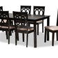 baxton studio lenoir modern and contemporary sand fabric upholstered espresso brown finished wood 7 piece dining set | Modish Furniture Store-2
