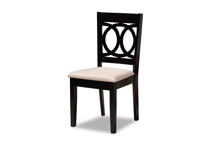 baxton studio lenoir modern and contemporary sand fabric upholstered espresso brown finished wood 7 piece dining set | Modish Furniture Store-3