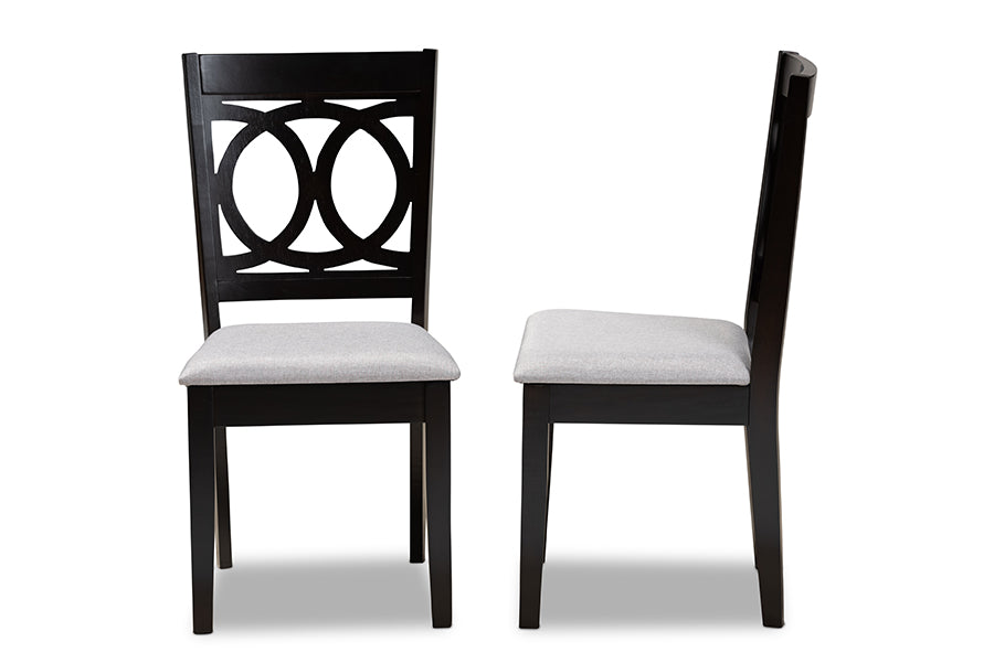 Baxton Studio Lenoir Modern and Contemporary Grey Fabric Upholstered Espresso Brown Finished Wood 2-Piece Dining Chair Set Set | Modishstore | Dining Chairs - 2