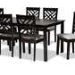 baxton studio caron modern and contemporary grey fabric upholstered espresso brown finished wood 7 piece dining set | Modish Furniture Store-2