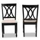 Baxton Studio Reneau Modern and Contemporary Sand Fabric Upholstered Espresso Brown Finished Wood 2-Piece Dining Chair Set Set | Modishstore | Dining Chairs - 3
