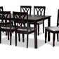 baxton studio reneau modern and contemporary grey fabric upholstered espresso brown finished wood 7 piece dining set | Modish Furniture Store-2