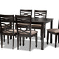 baxton studio lanier modern and contemporary sand fabric upholstered dark brown finished wood 7 piece dining set | Modish Furniture Store-2