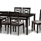 baxton studio lanier modern and contemporary grey fabric upholstered and dark brown finished wood 7 piece dining set | Modish Furniture Store-2