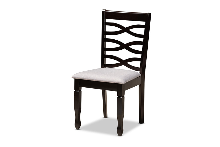 baxton studio lanier modern and contemporary grey fabric upholstered and dark brown finished wood 7 piece dining set | Modish Furniture Store-3