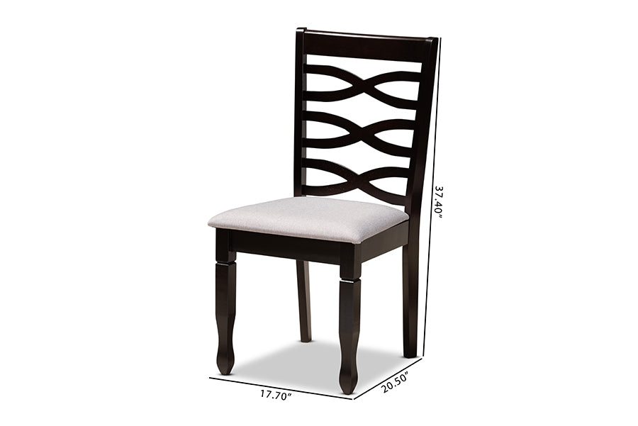 Baxton Studio Lanier Modern and Contemporary Grey Fabric Upholstered Espresso Brown Finished Wood 2-Piece Dining Chair Set | Dining Chairs | Modishstore - 7