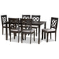Baxton Studio Verner Modern and Contemporary Grey Fabric Upholstered and Dark Brown Finished Wood  7-Piece Dining Set | Dining Sets | Modishstore - 3