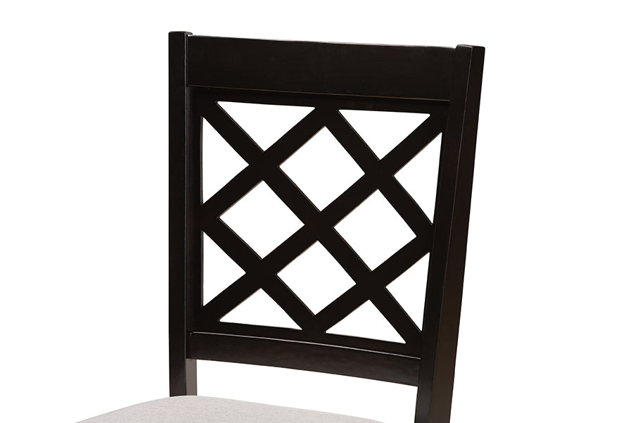 Baxton Studio Verner Modern and Contemporary Grey Fabric Upholstered and Dark Brown Finished Wood  7-Piece Dining Set | Dining Sets | Modishstore - 5