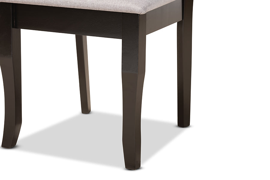 Baxton Studio Verner Modern and Contemporary Grey Fabric Upholstered and Dark Brown Finished Wood  7-Piece Dining Set | Dining Sets | Modishstore - 4