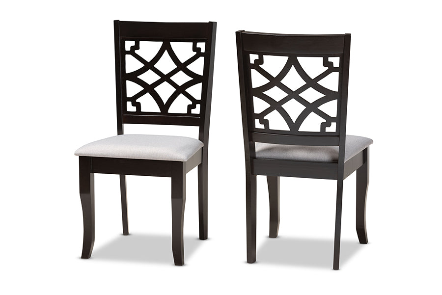 Baxton Studio Mael Modern and Contemporary Grey Fabric Upholstered and Dark Brown Finished Wood 2-Piece Dining Chair Set | Modishstore | Dining Chairs - 4