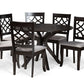 baxton studio elena modern and contemporary grey fabric upholstered and dark brown finished wood 7 piece dining set | Modish Furniture Store-2