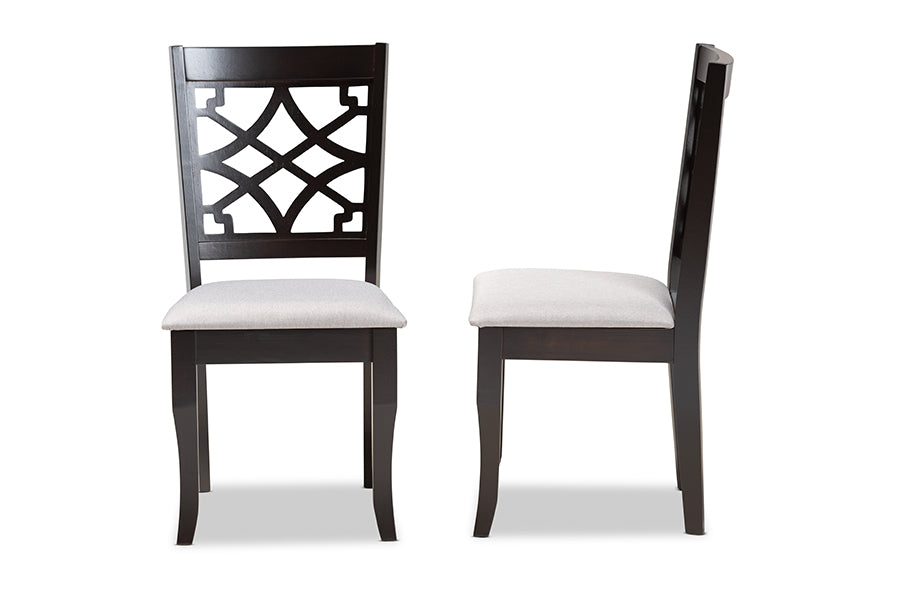 Baxton Studio Mael Modern and Contemporary Grey Fabric Upholstered and Dark Brown Finished Wood 2-Piece Dining Chair Set | Modishstore | Dining Chairs - 2