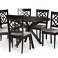 baxton studio sadie modern and contemporary grey fabric upholstered and dark brown finished wood 7 piece dining set | Modish Furniture Store-2