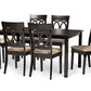 baxton studio lucie modern and contemporary sand fabric upholstered and dark brown finished wood 7 piece dining set | Modish Furniture Store-2