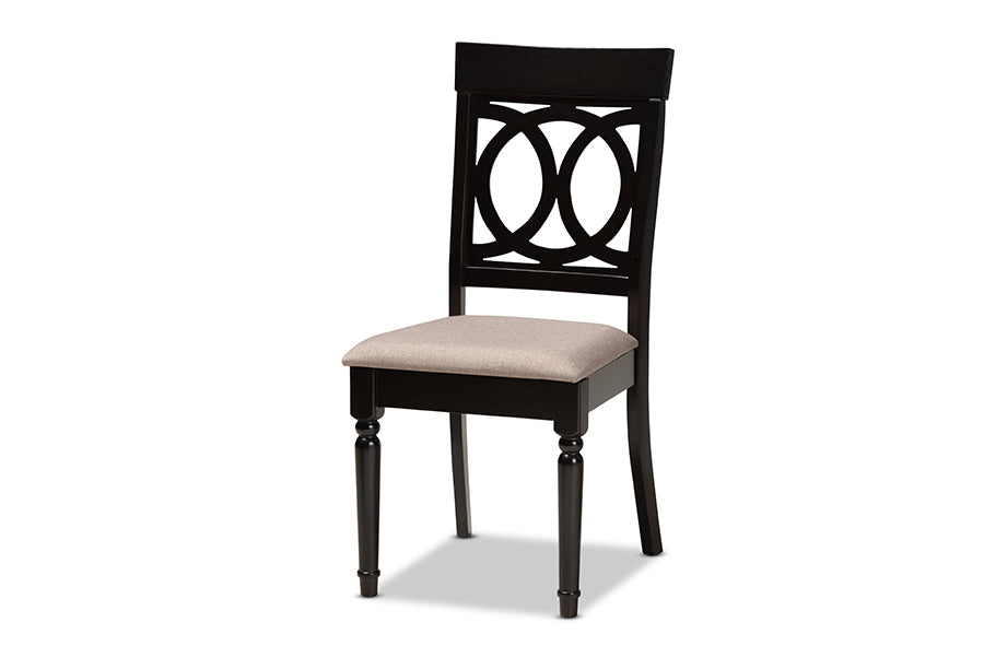 baxton studio lucie modern and contemporary sand fabric upholstered and dark brown finished wood 7 piece dining set | Modish Furniture Store-3
