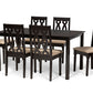 baxton studio cherese modern and contemporary sand fabric upholstered and dark brown finished wood 7 piece dining set | Modish Furniture Store-2