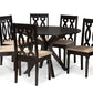baxton studio callie modern and contemporary sand fabric upholstered and dark brown finished wood 7 piece dining set | Modish Furniture Store-2