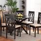 Baxton Studio Callie Modern and Contemporary Sand Fabric Upholstered and Dark Brown Finished Wood 7-Piece Dining Set | Modishstore | Dining Sets
