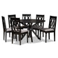 Baxton Studio Callie Modern and Contemporary Grey Fabric Upholstered and Dark Brown Finished Wood 7-Piece Dining Set | Dining Sets | Modishstore - 2