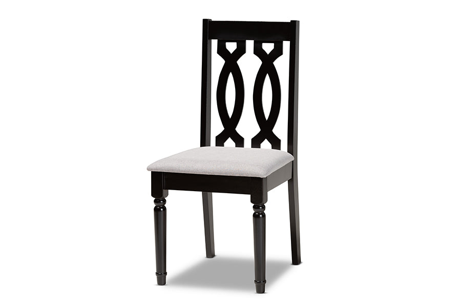 Baxton Studio Callie Modern and Contemporary Grey Fabric Upholstered and Dark Brown Finished Wood 7-Piece Dining Set | Dining Sets | Modishstore - 4