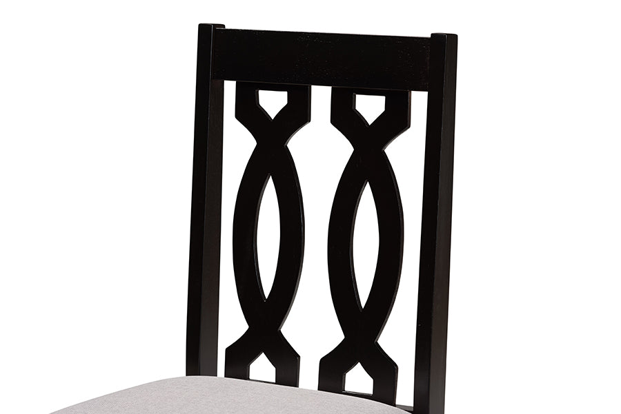 Baxton Studio Callie Modern and Contemporary Grey Fabric Upholstered and Dark Brown Finished Wood 7-Piece Dining Set | Dining Sets | Modishstore - 5