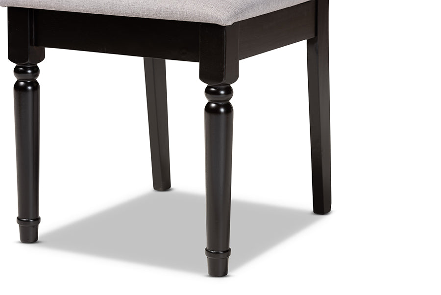 Baxton Studio Callie Modern and Contemporary Grey Fabric Upholstered and Dark Brown Finished Wood 7-Piece Dining Set | Dining Sets | Modishstore - 6