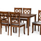 baxton studio verner modern and contemporary grey fabric upholstered and walnut brown finished wood 7 piece dining set | Modish Furniture Store-2
