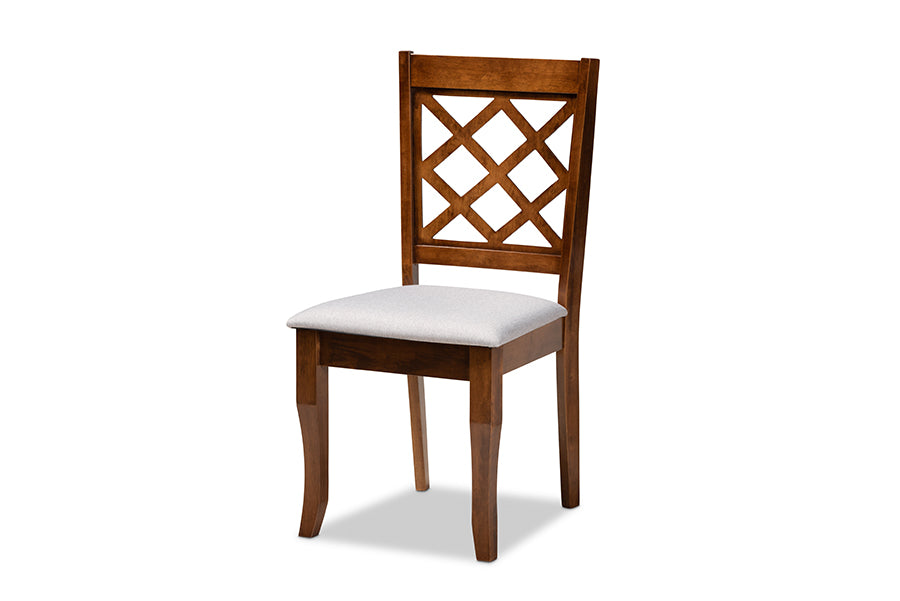 baxton studio verner modern and contemporary grey fabric upholstered and walnut brown finished wood 7 piece dining set | Modish Furniture Store-3