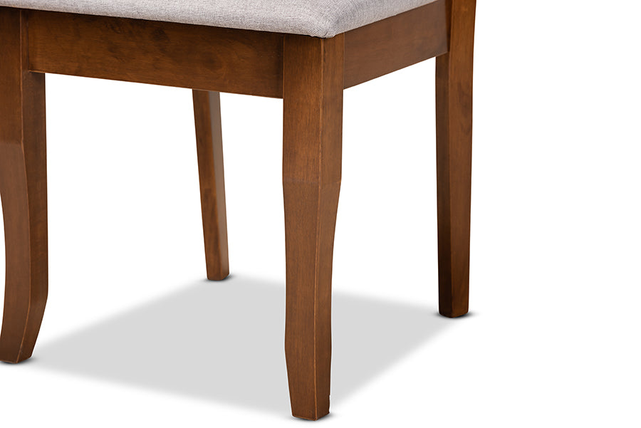 Baxton Studio Mael Modern and Contemporary Grey Fabric Upholstered and Walnut Brown Finished Wood 7-Piece Dining Set | Dining Sets | Modishstore - 6